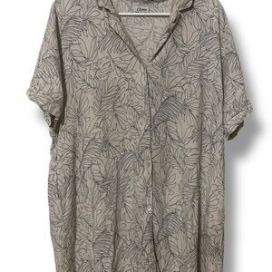 Men's Leaf Print Shirt - Gray